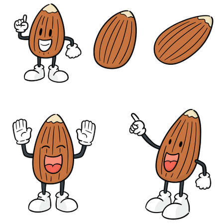 vector set of almond cartoonのイラスト素材