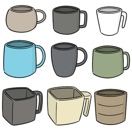 vector set of beverage cupのイラスト素材