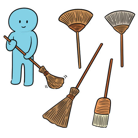 vector set of broomのイラスト素材