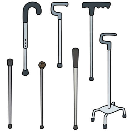 vector set of walking stickのイラスト素材