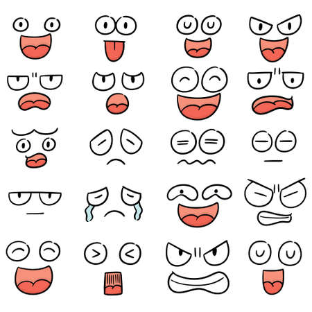 vector set of cartoon faceのイラスト素材