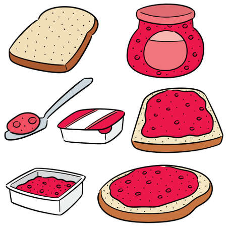 vector set of jam and breadのイラスト素材