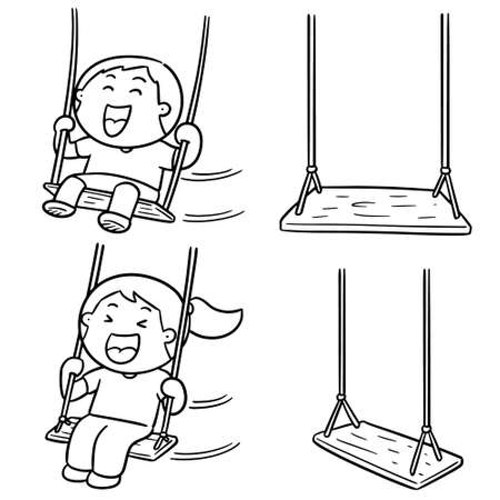 vector set of kid swingのイラスト素材