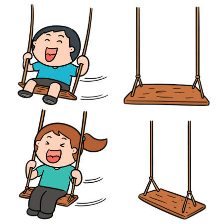 vector set of kid swingのイラスト素材