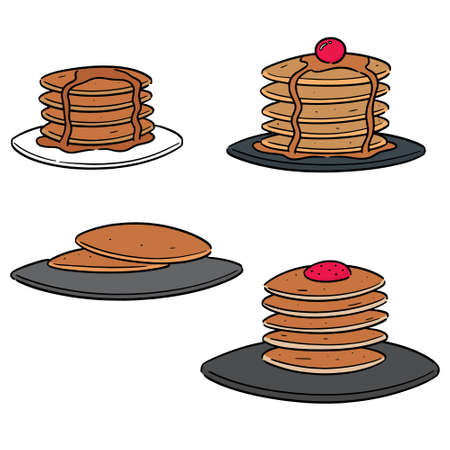 vector set of pancakeのイラスト素材