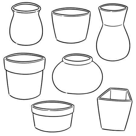 vector set of potsのイラスト素材