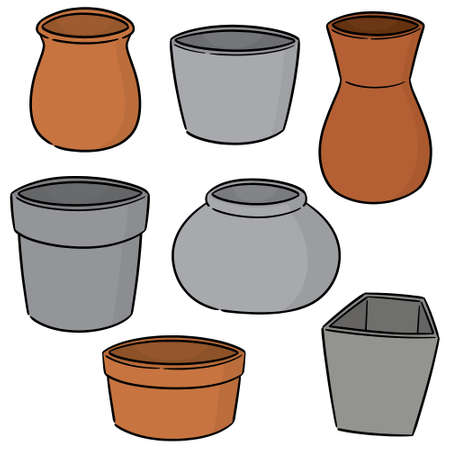 vector set of potsのイラスト素材
