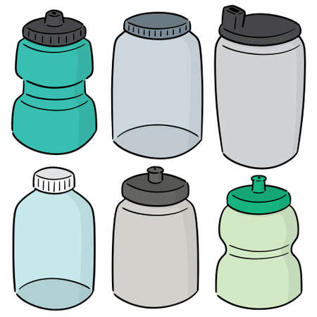 vector set of water bottleのイラスト素材