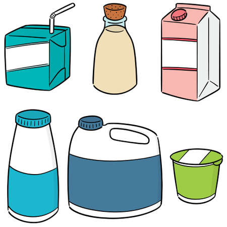 vector set of milk productのイラスト素材
