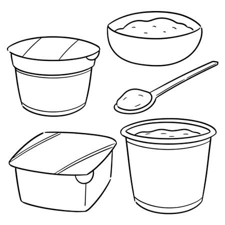 vector set of yogurtのイラスト素材