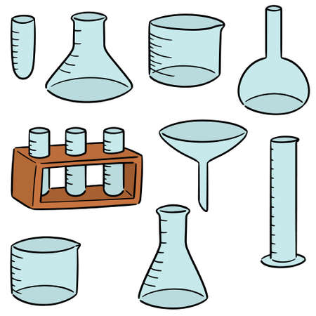 vector set of laboratory glasswareのイラスト素材