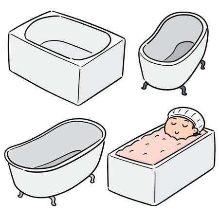 vector set of bathtubのイラスト素材