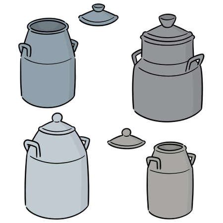 vector set of milk canのイラスト素材