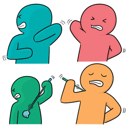 vector set of people scratching backのイラスト素材