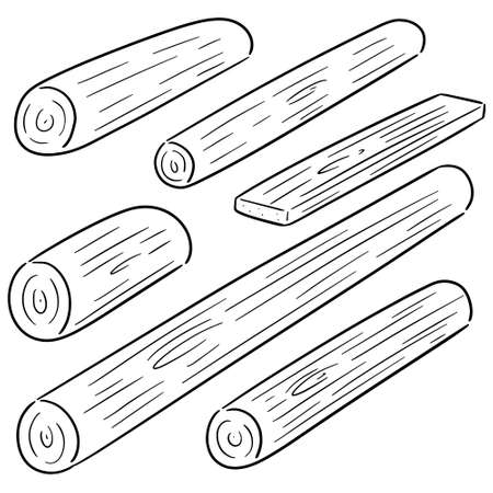 vector set of wooden timberのイラスト素材