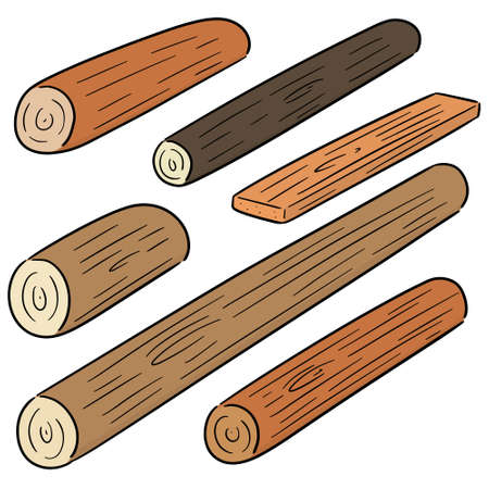 vector set of wooden timberのイラスト素材