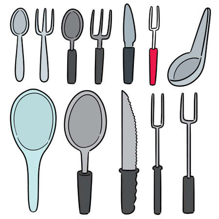 vector set of tablewareのイラスト素材