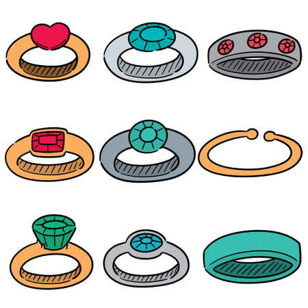 vector set of wedding ringのイラスト素材