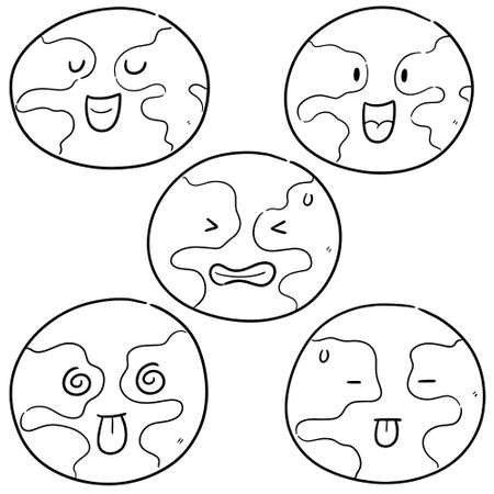 vector set of earth cartoonのイラスト素材