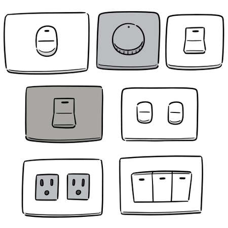 vector set of electric switch and plugのイラスト素材