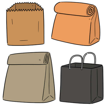 vector set of paper bagのイラスト素材