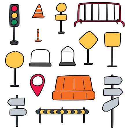 vector set of traffic equipmentのイラスト素材