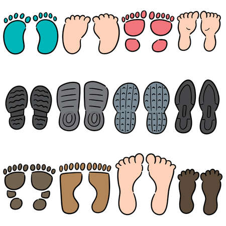 vector set of footprints and shoeprintsのイラスト素材