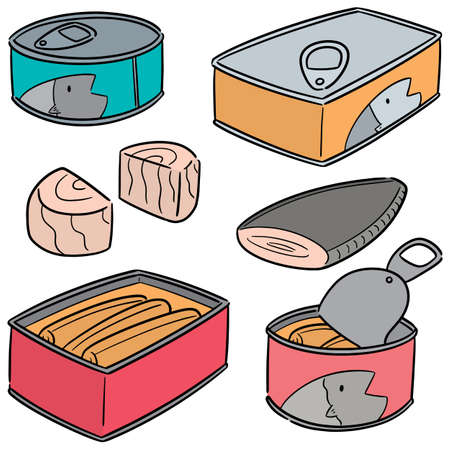 vector set of canned fishのイラスト素材