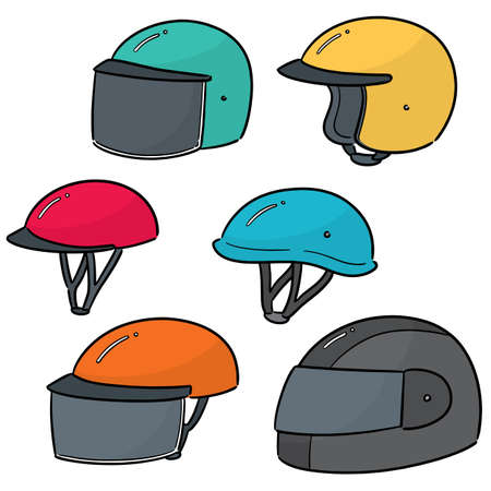 vector set of motorcycle helmetのイラスト素材