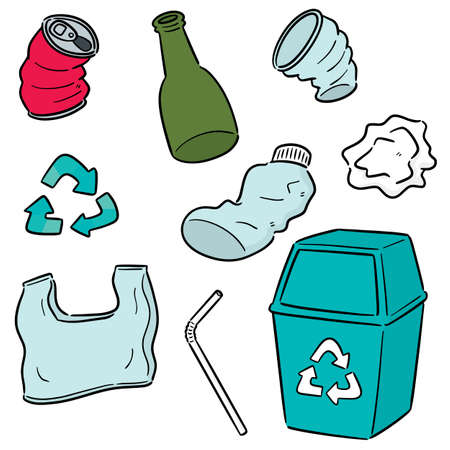 vector set of recycle garbageのイラスト素材