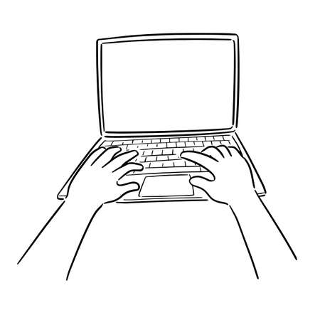 vector of hand using laptopのイラスト素材