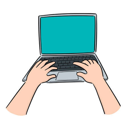 vector of hand using laptopのイラスト素材