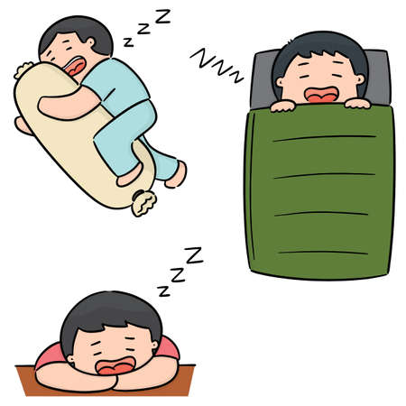 vector set of men sleepingのイラスト素材