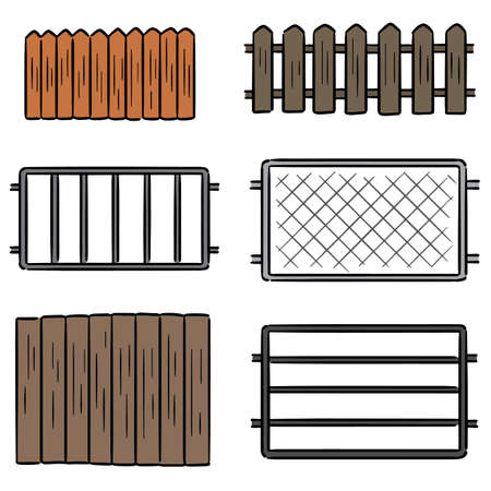 vector set of fenceのイラスト素材