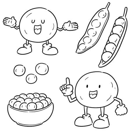 vector set of green peaのイラスト素材