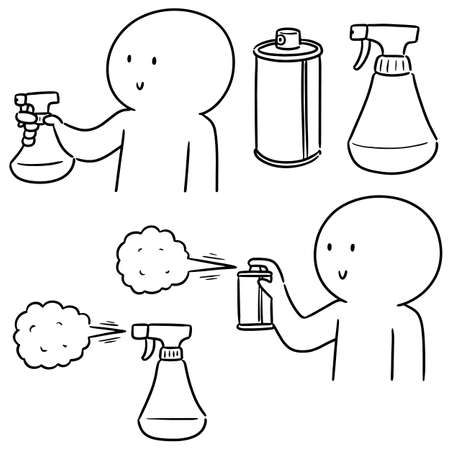 vector set of spray can and bottleのイラスト素材