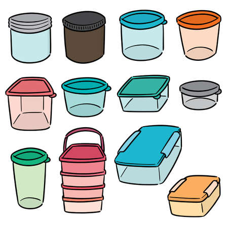 vector set of plastic containerのイラスト素材