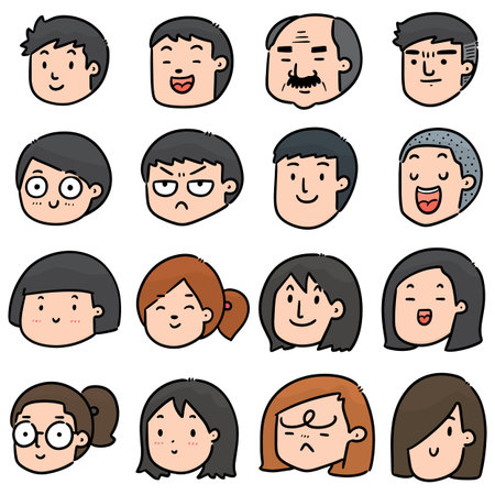 vector set of cartoon faceのイラスト素材