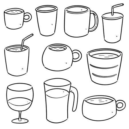 vector set of beverage cupのイラスト素材