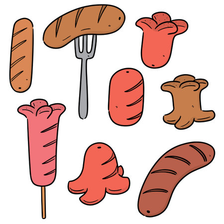 vector set of sausagesのイラスト素材