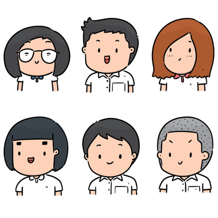 vector set of student faceのイラスト素材