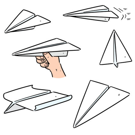 vector set of paper planeのイラスト素材