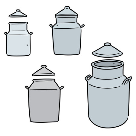 vector set of milk canのイラスト素材