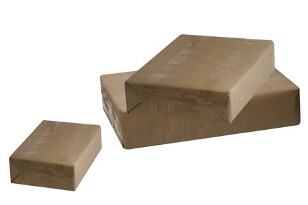 The parcels on white background の写真素材