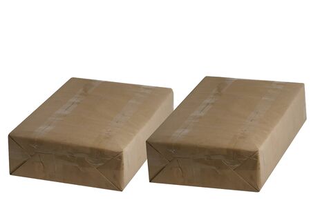 The parcels on white background の写真素材