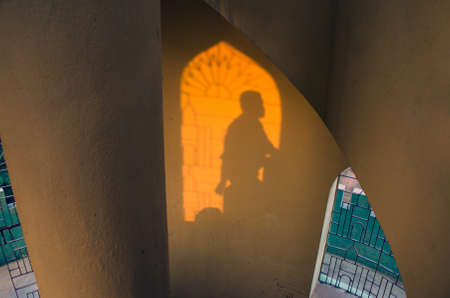 bishnupur west bengal india on december 12th 2016 : light & shadow with window abstract photography taken at bishnupur west bengal indiaのeditorial素材
