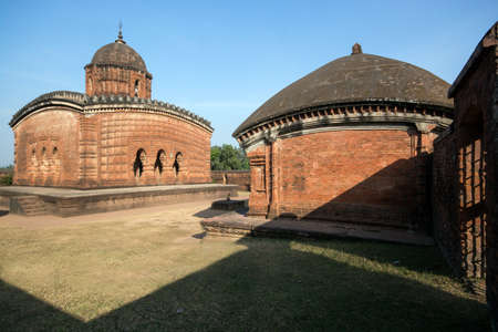 bishnupur west bengal india on december 12th 2016 : wide view of jor mandir bishnupur indiaのeditorial素材