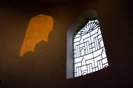 bishnupur west bengal india on december 12th 2016 : light & shadow with window abstract photography taken at bishnupur west bengal indiaのeditorial素材
