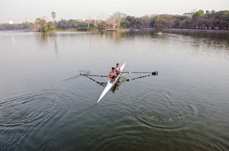 kolkata west bengal india on february 7th 2018: Boat training at dhakuria lake, Kolkata, west bengal...