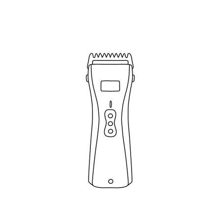 Barber hair clipper insulated on white. Tool outline, sketch, doodle, hair salon icon with editable stroke. Simple vector illustrationのイラスト素材